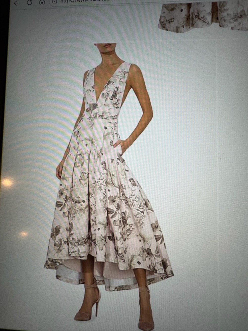 Alice + Olivia Pink Floral Tiered Formal Dress with V-Back